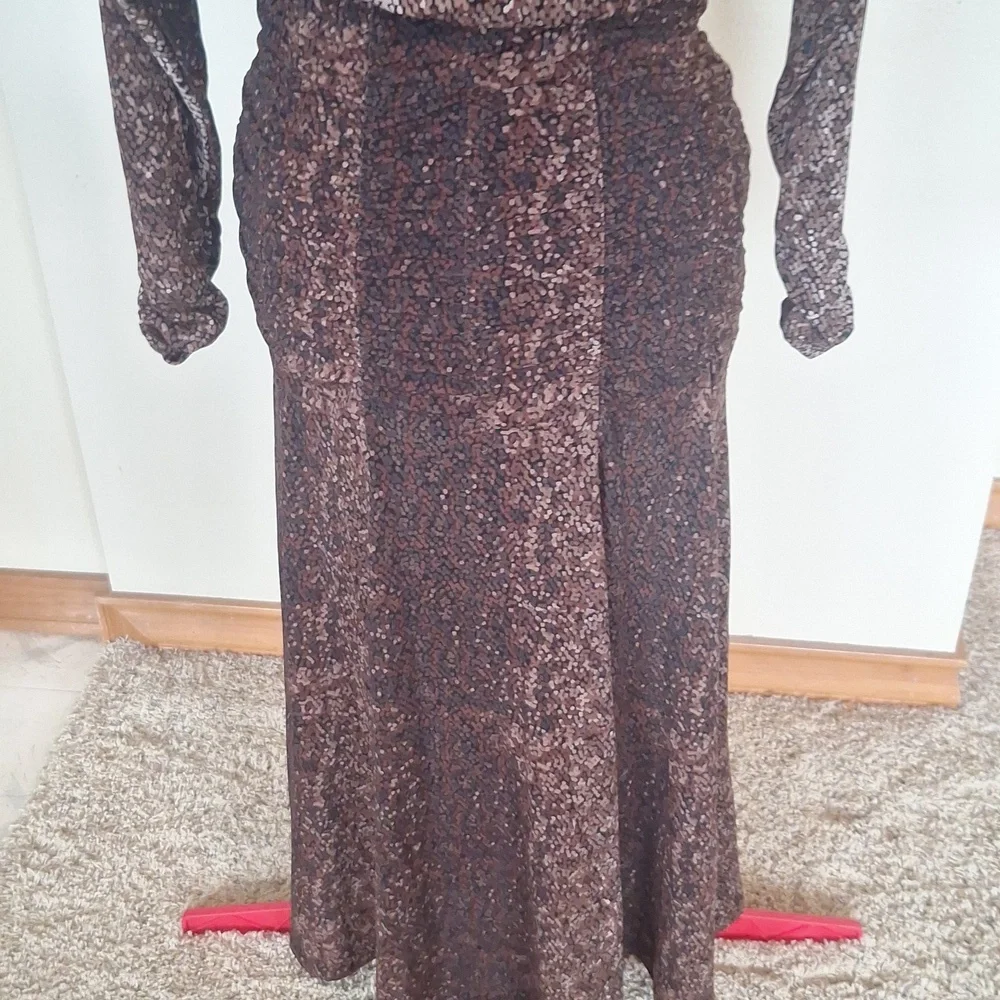 H&M Pretty Long Brown & Tan Dress Size S - Picture 5 of 16